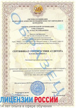 Образец сертификата соответствия аудитора №ST.RU.EXP.00006191-3 Солнечногорск Сертификат ISO 50001